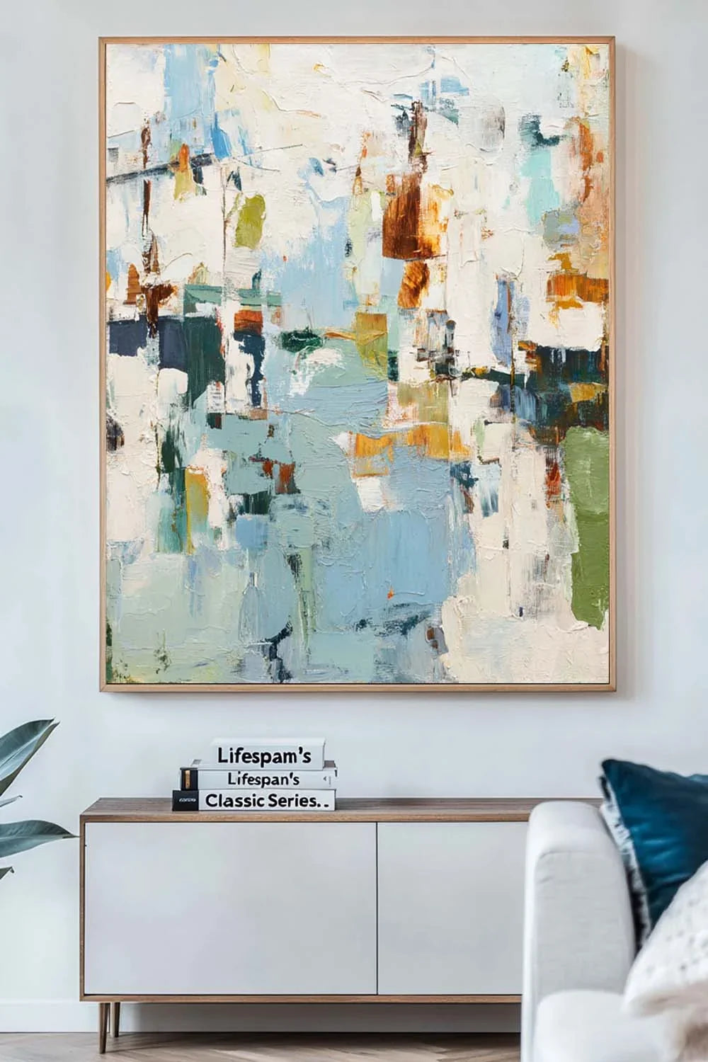 Textured Blue & Orange Abstract Painting