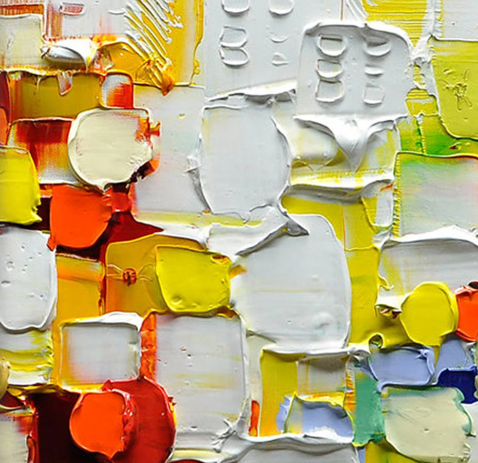 Vibrant Abstract Cityscape Impasto Painting