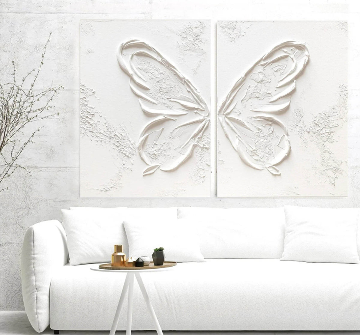 Monochrome Butterfly Wing Oil Painting
