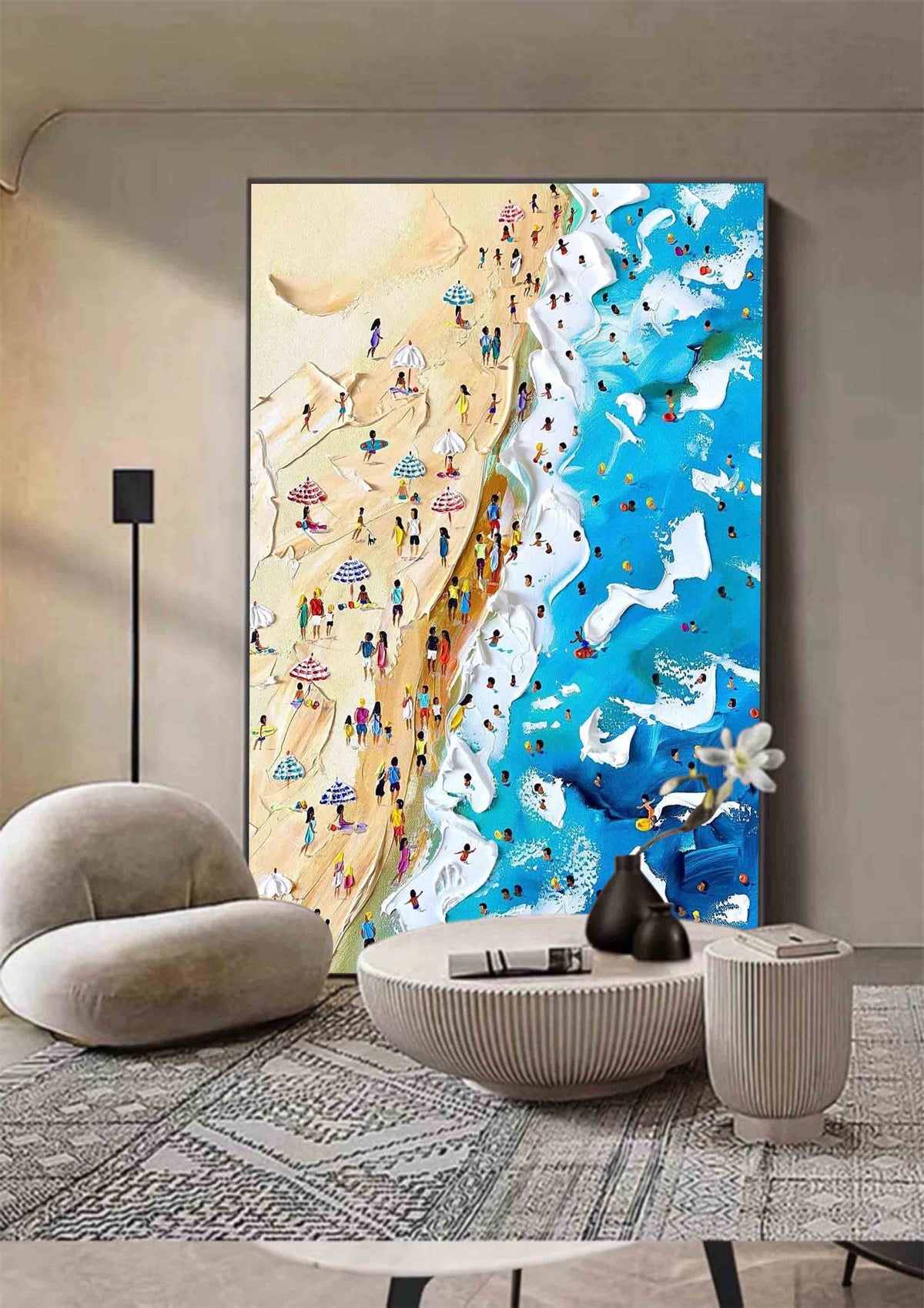 Wall Art Crowded Shoreline Abstract Impressionism Linen