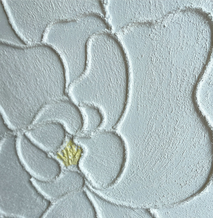 Plaster Art Texture White Textured Flower Painting