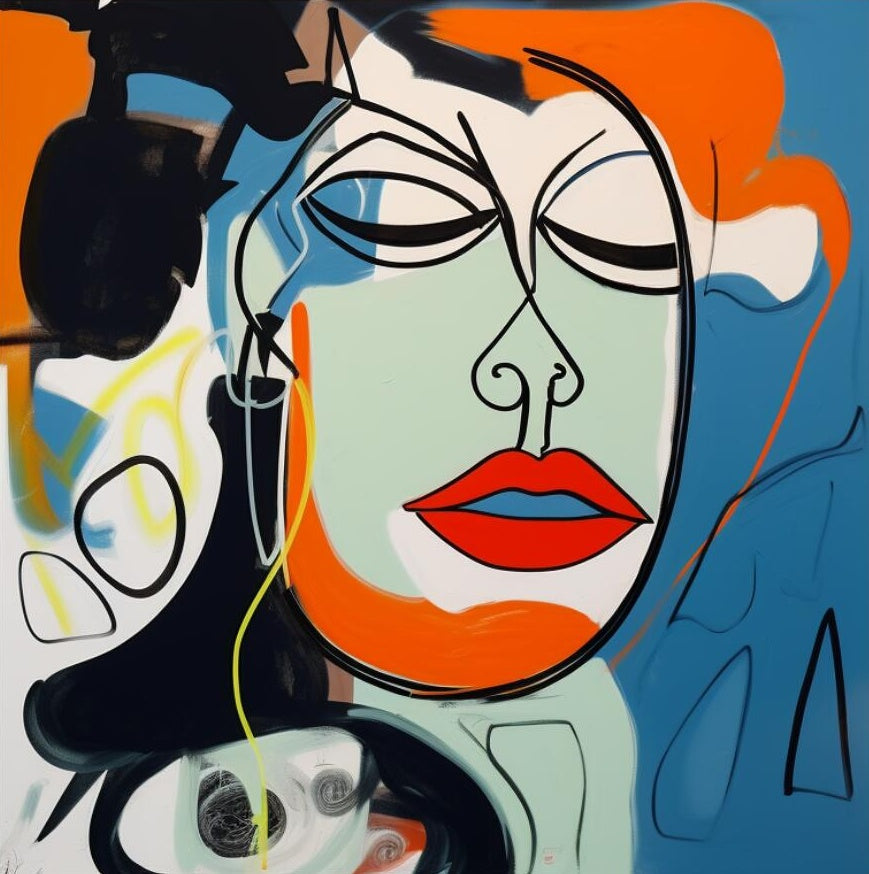 Pop Art Abstract Female Portrait Wall Art Fashion Decor