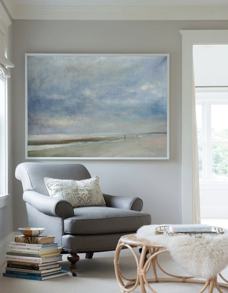 Misty Coastal Walk Abstract Painting Horizontal