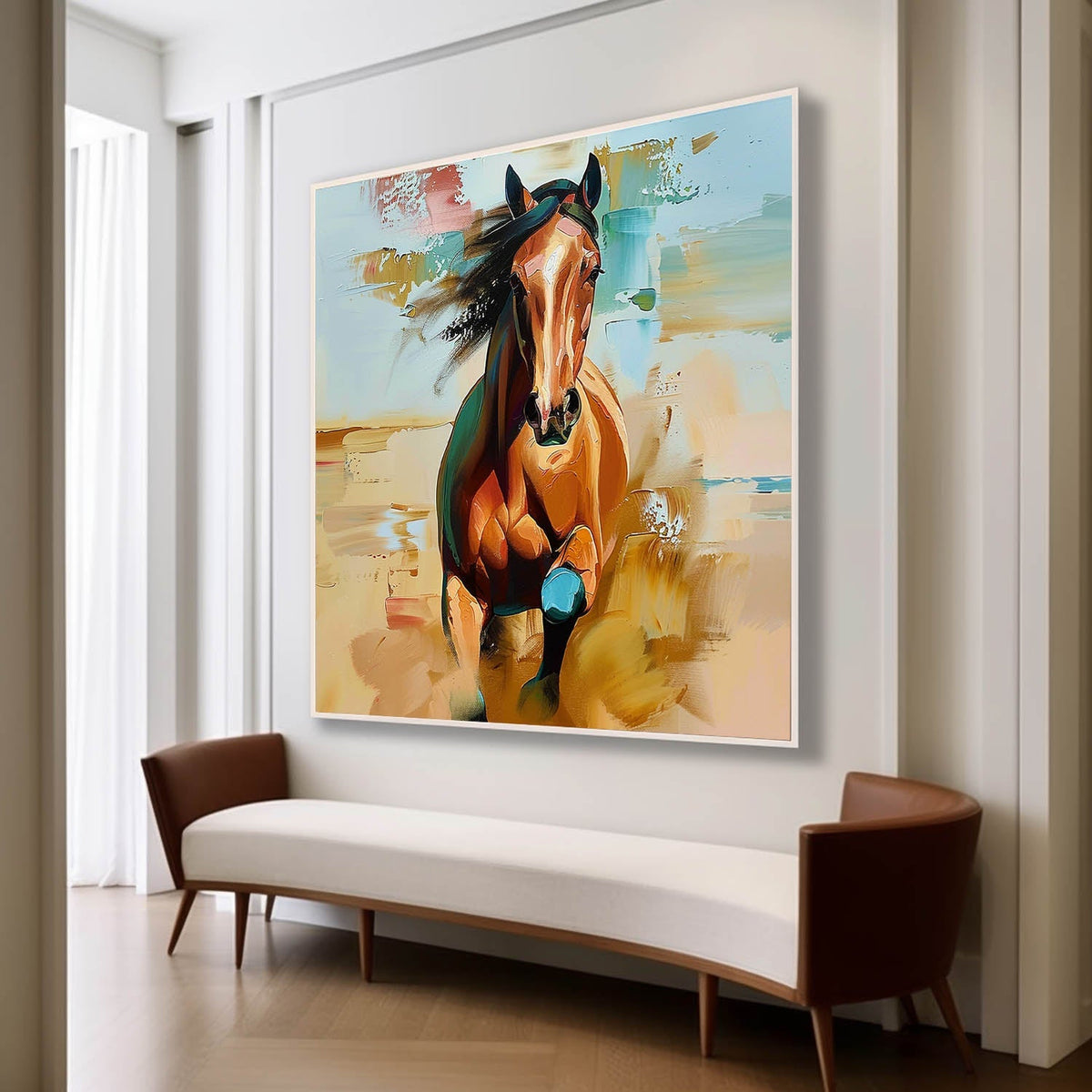 Wall Art Golden Running Horse