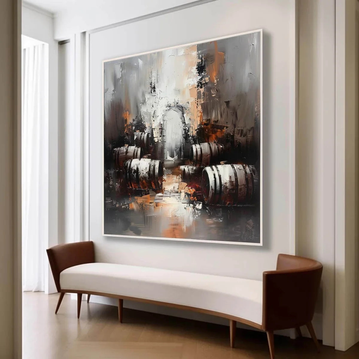 Wall Art Rustic Textured Wine Barrel