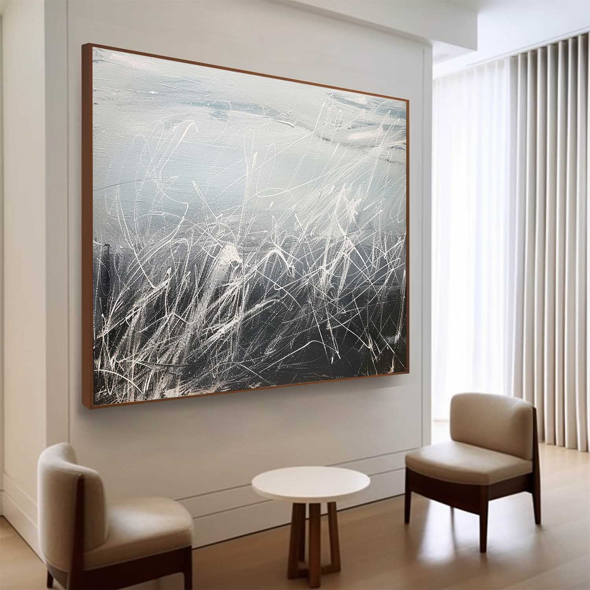 Abstract Textured Monochrome Strokes Oil Painting