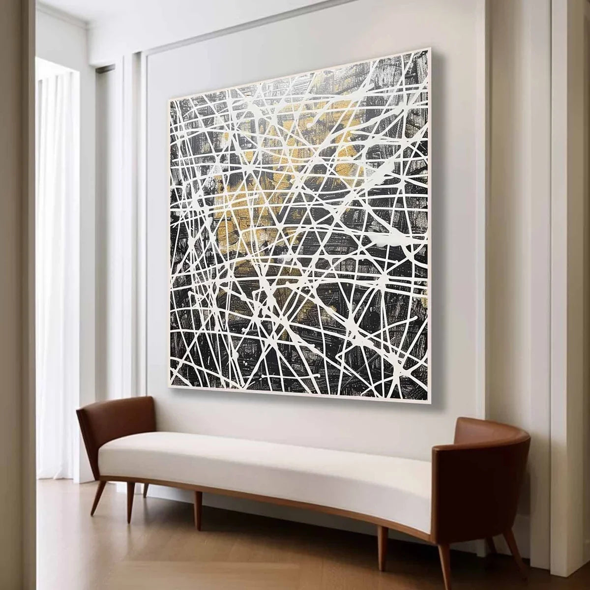 Tactile Black White Gold Oil Painting Web-Line