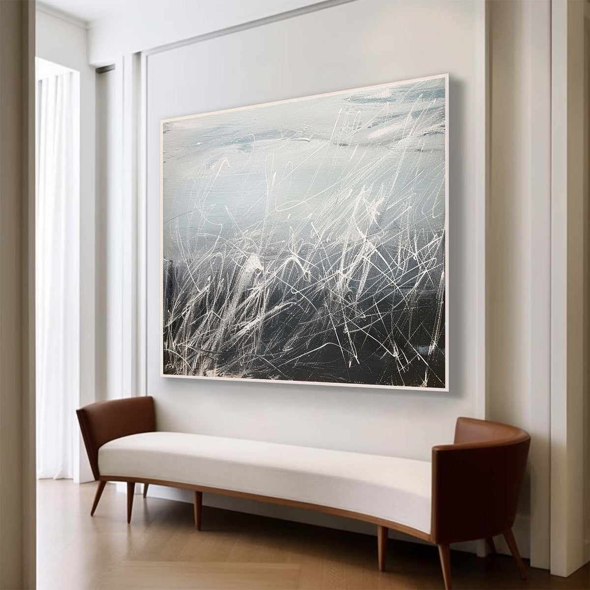 Abstract Textured Monochrome Strokes Oil Painting
