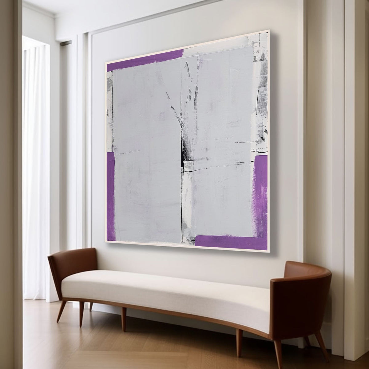Textured Geometric Oil Painting Purple Black