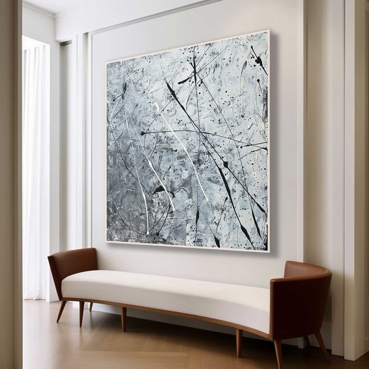 Textured Monochrome Splatter Oil Painting Sleek