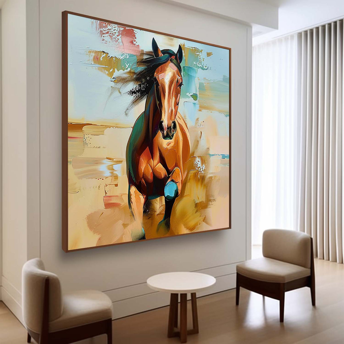 Wall Art Golden Running Horse