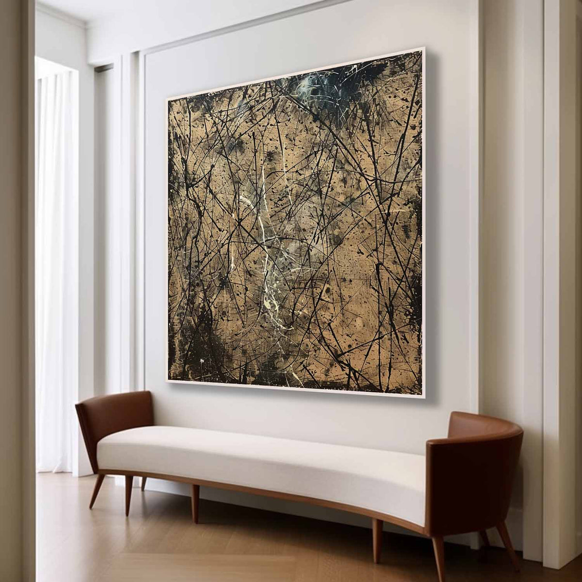 Wall Art Expressionist Vintage Beige Black