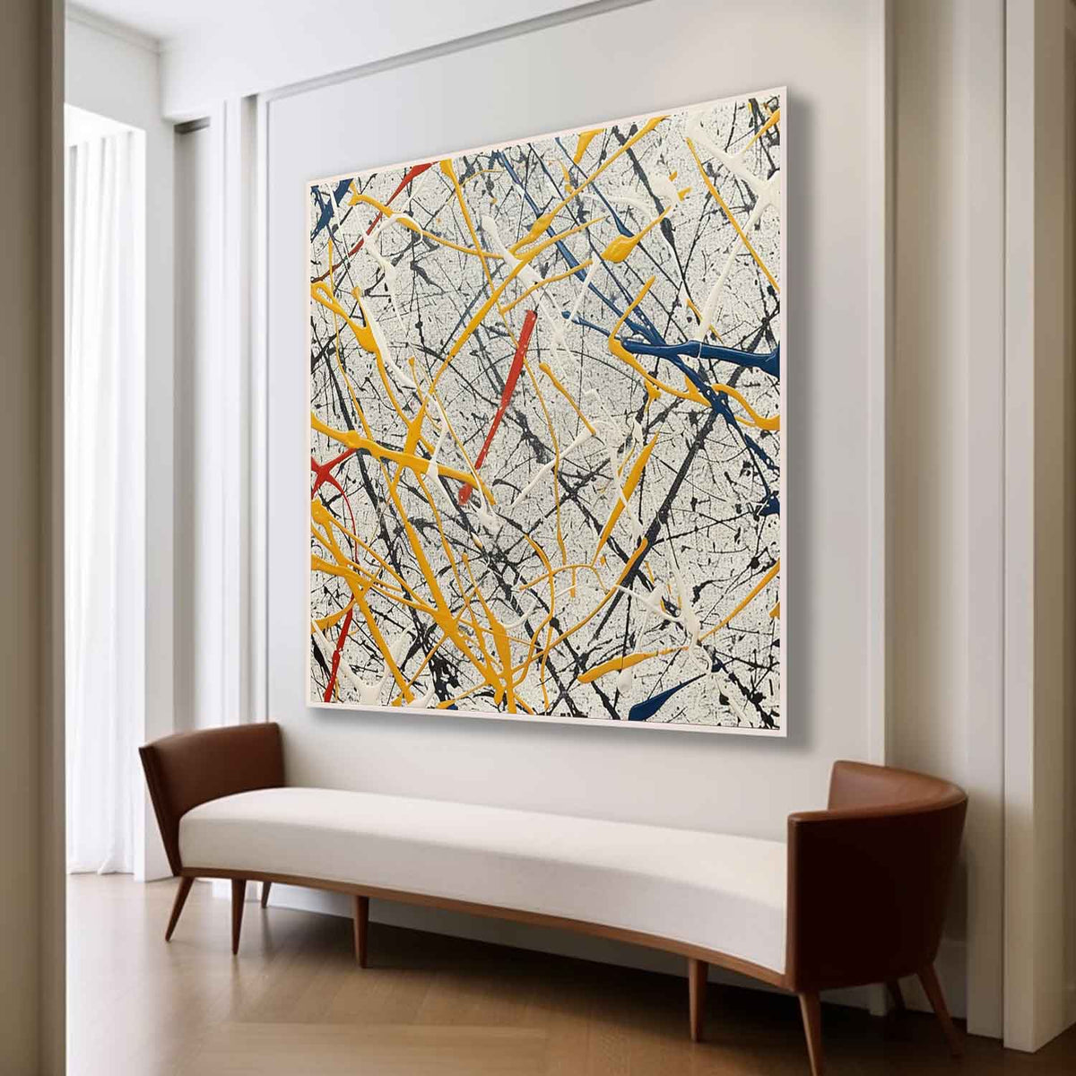 Wall Art Crisscrossing Colorful Drip Line Yellow