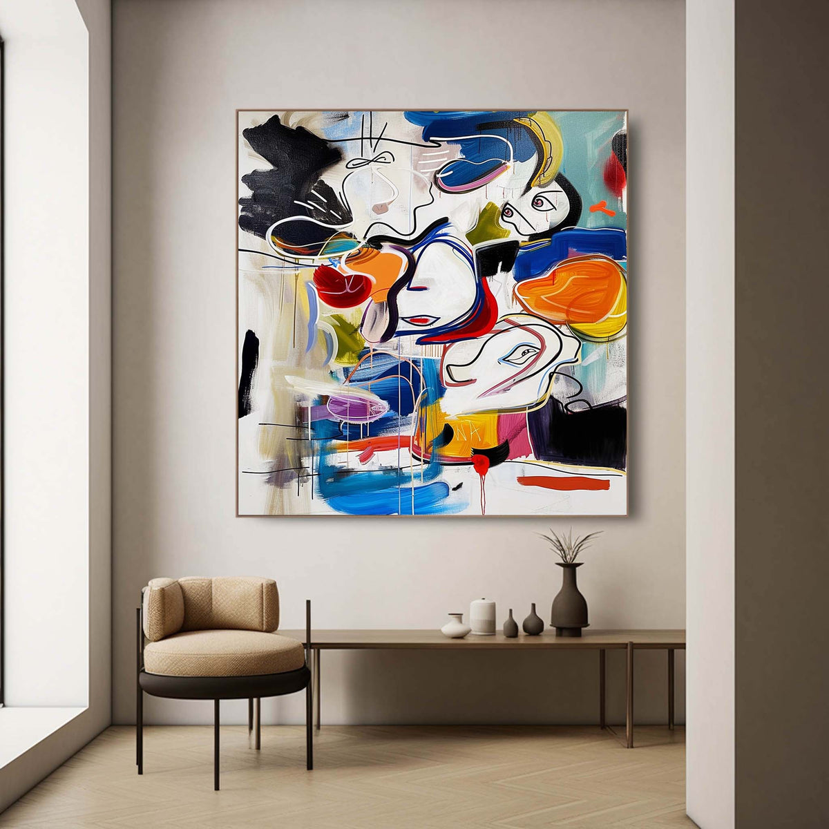 Wall Art Abstract Vibrant Multicolor Playful