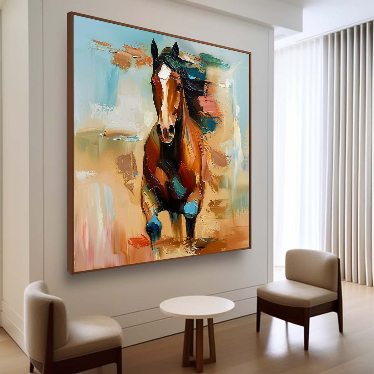Wall Art Chestnut Running Horse Abstract