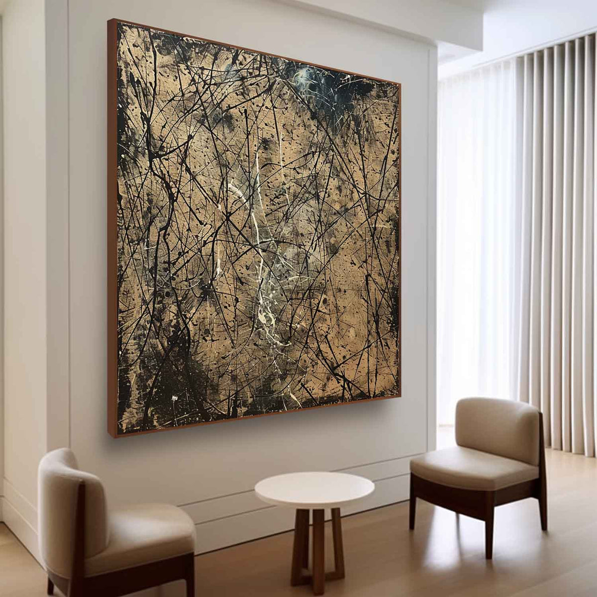 Wall Art Expressionist Vintage Beige Black
