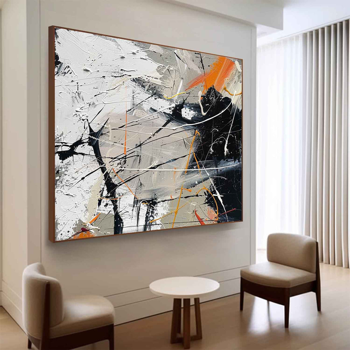 Wall Art Abstract Expressionist Bold Strokes Orange