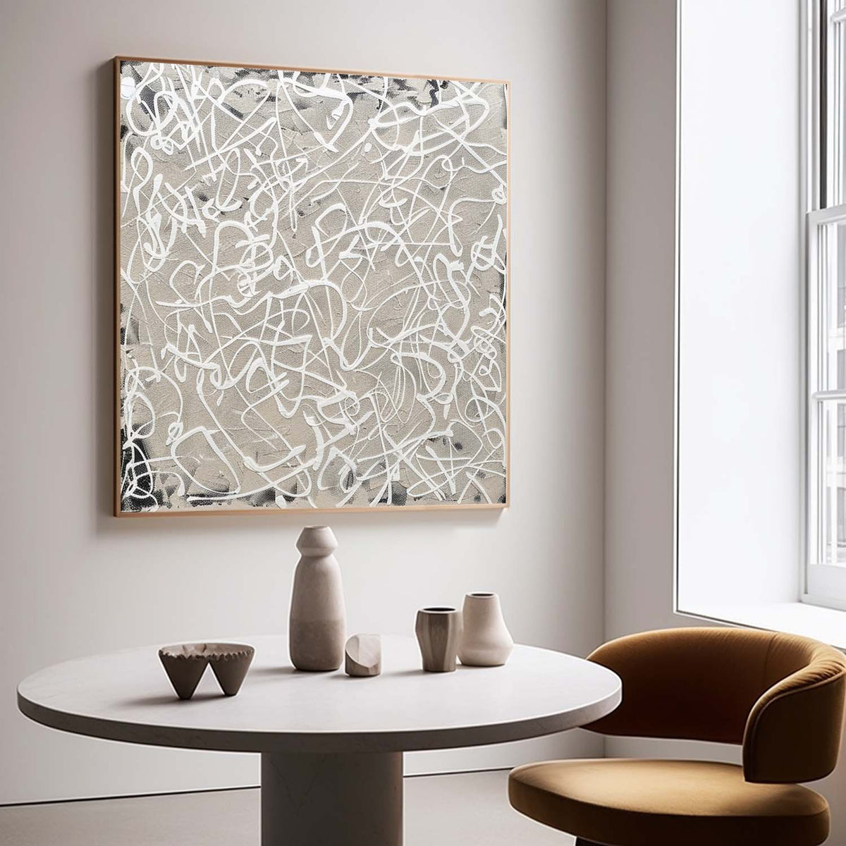Wall Art Square Abstract Graffiti Art Monochrome