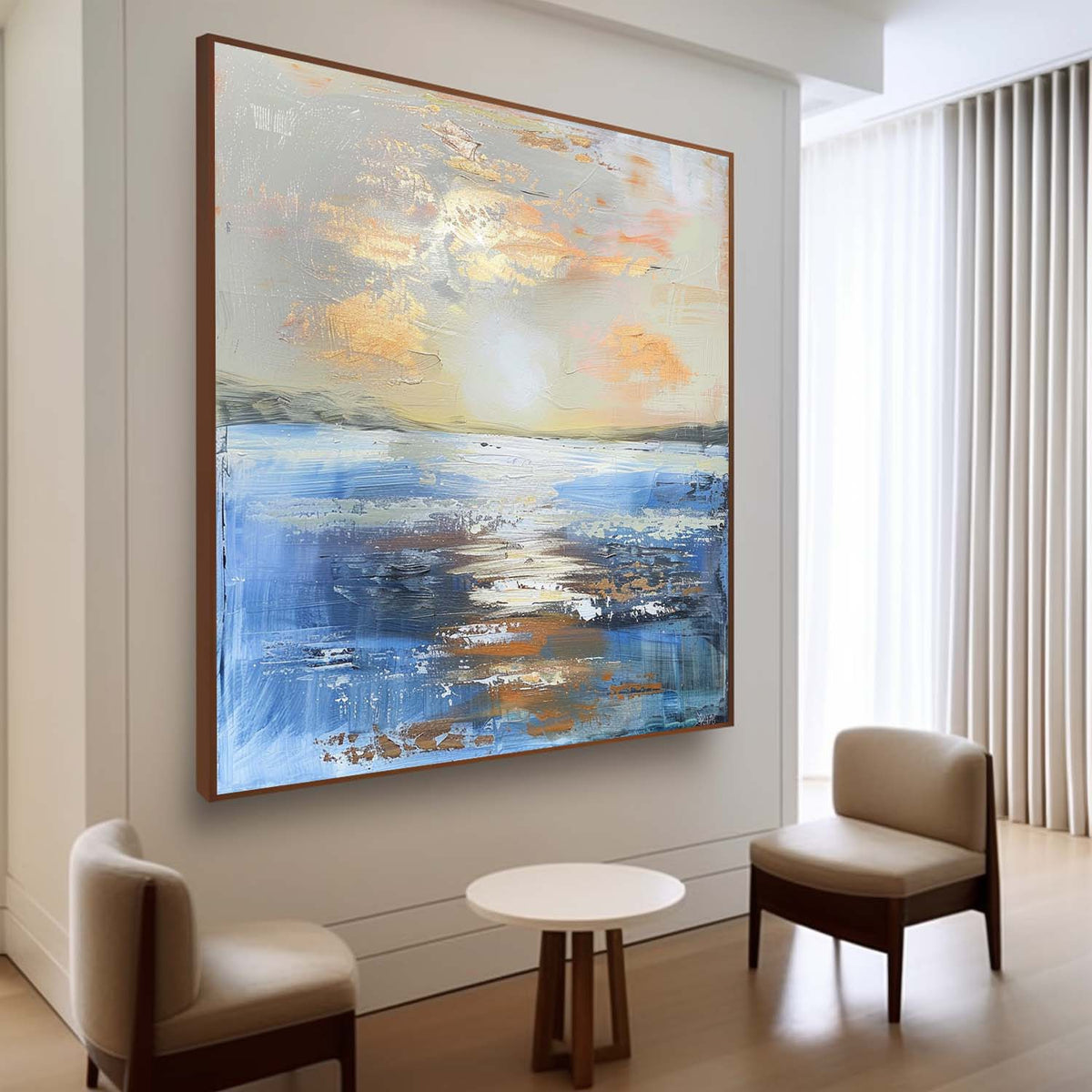 Coastal Sunset Impasto Oil Painting