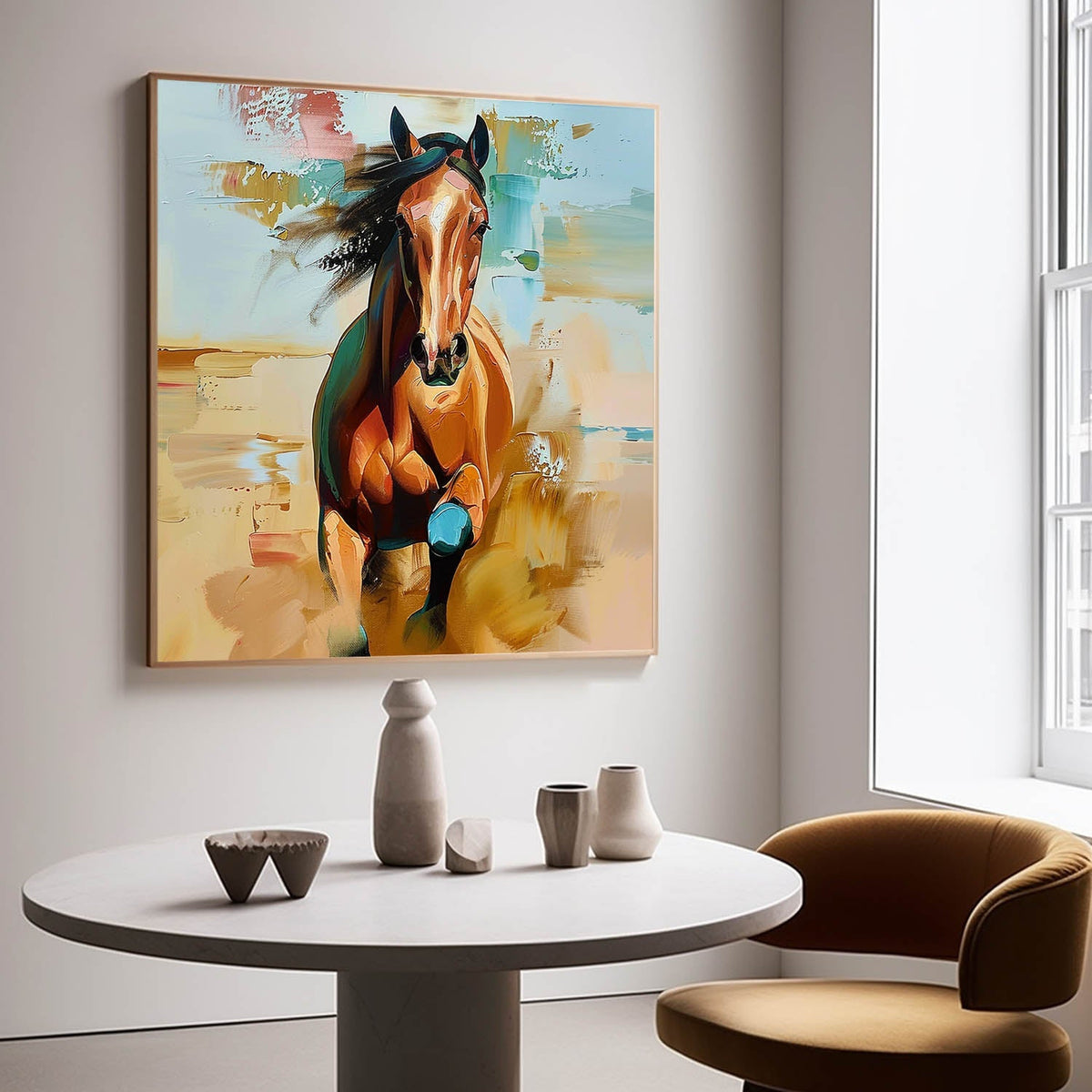 Wall Art Golden Running Horse