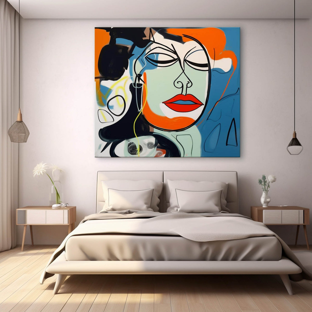 Pop Art Abstract Female Portrait Wall Art Fashion Decor