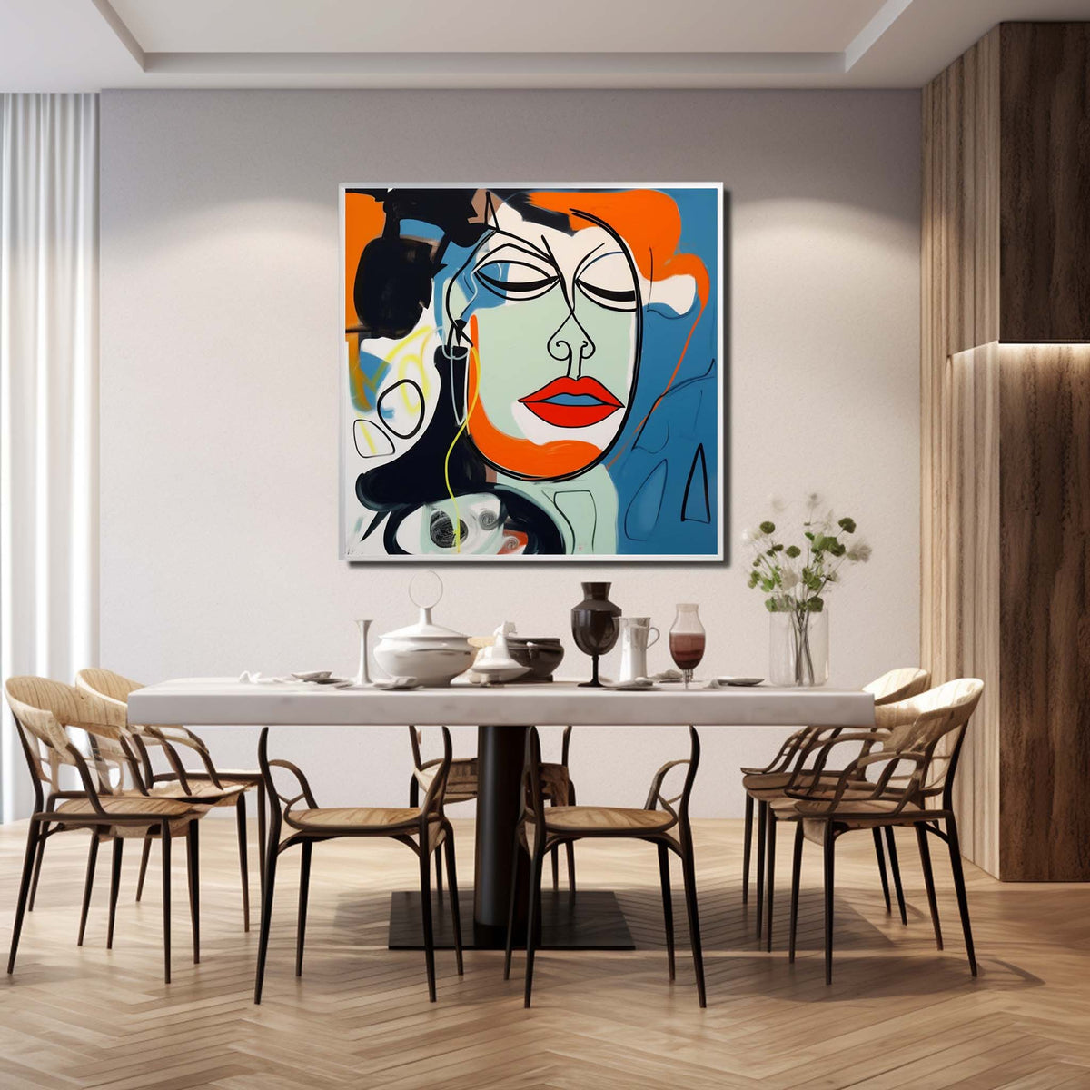 Pop Art Abstract Female Portrait Wall Art Fashion Decor