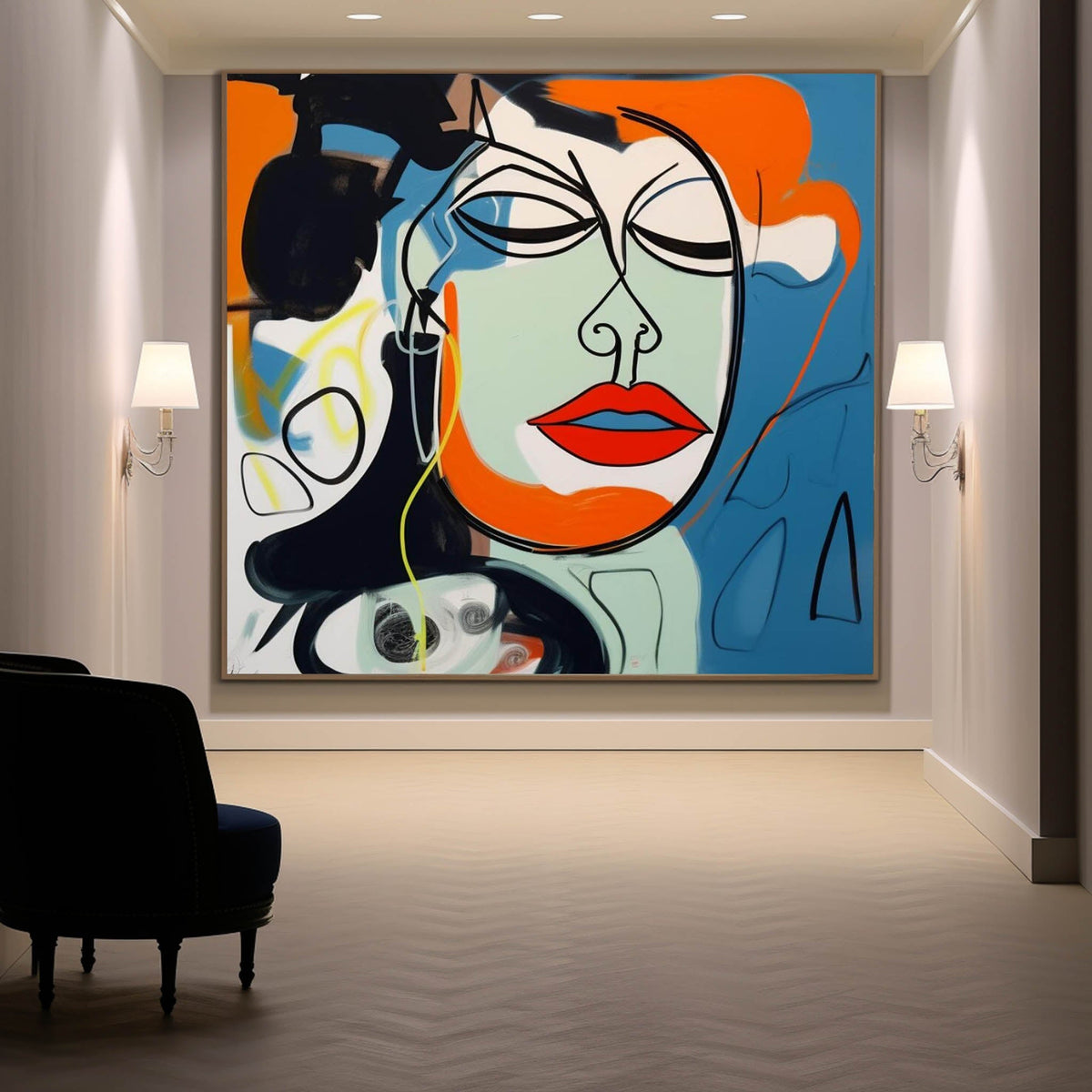 Pop Art Abstract Female Portrait Wall Art Fashion Decor