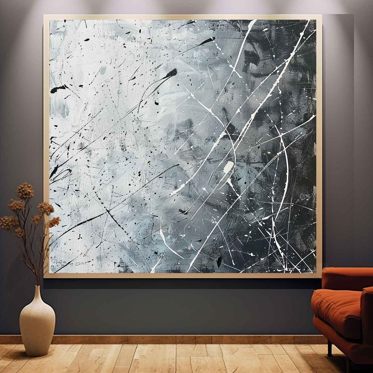 Wall Art Square Abstract Graffiti Art Monochrome