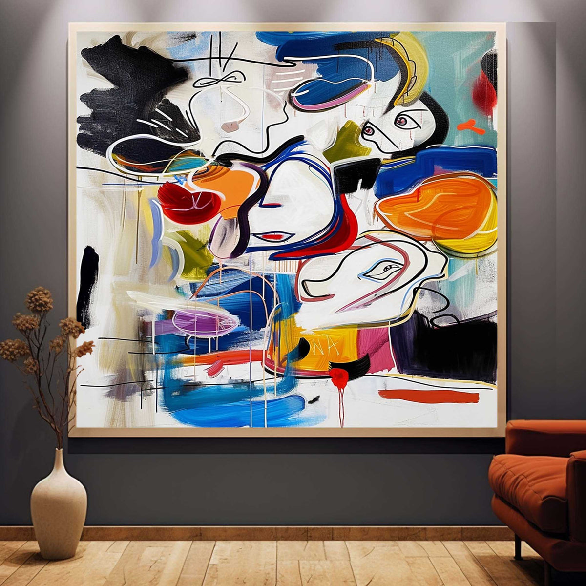 Wall Art Abstract Vibrant Multicolor Playful