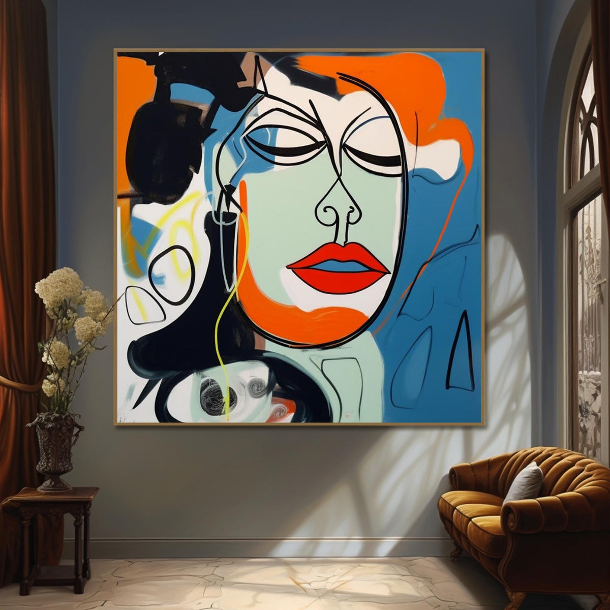 Pop Art Abstract Female Portrait Wall Art Fashion Decor