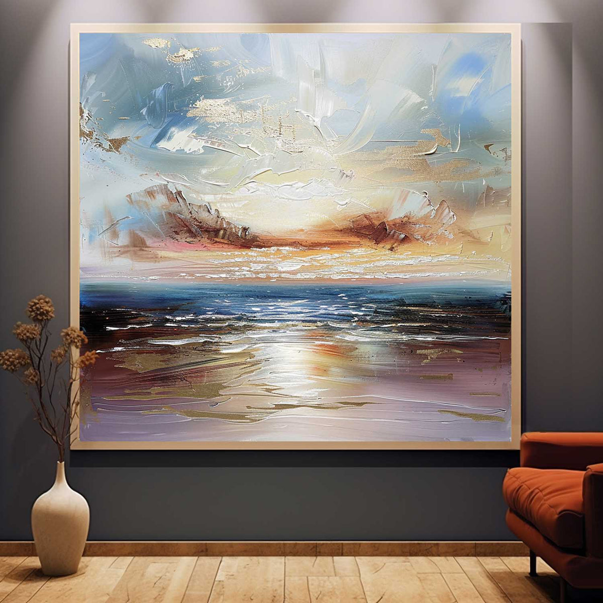 Wall Art Landscape Wavy Ocean Impressionist