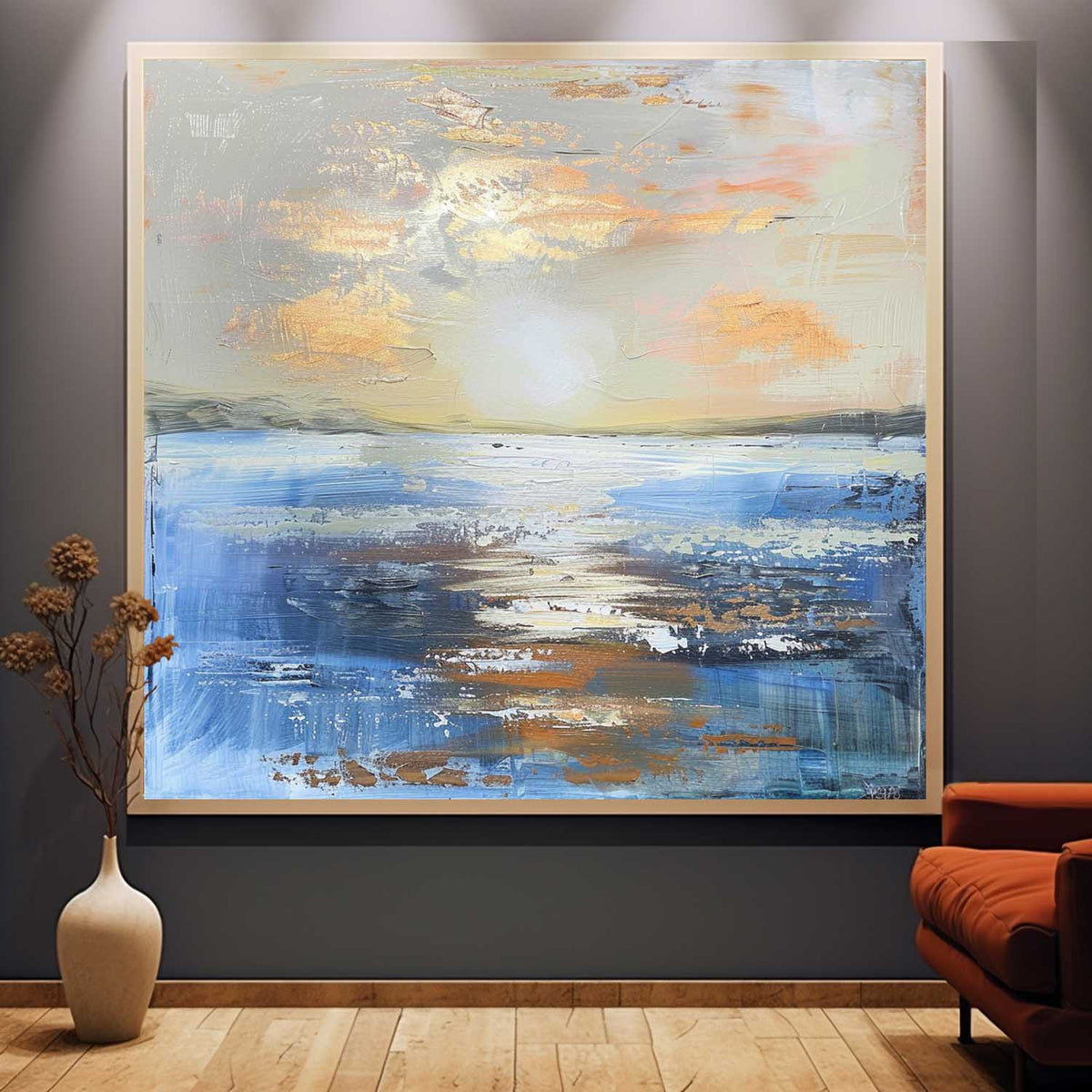Coastal Sunset Impasto Oil Painting
