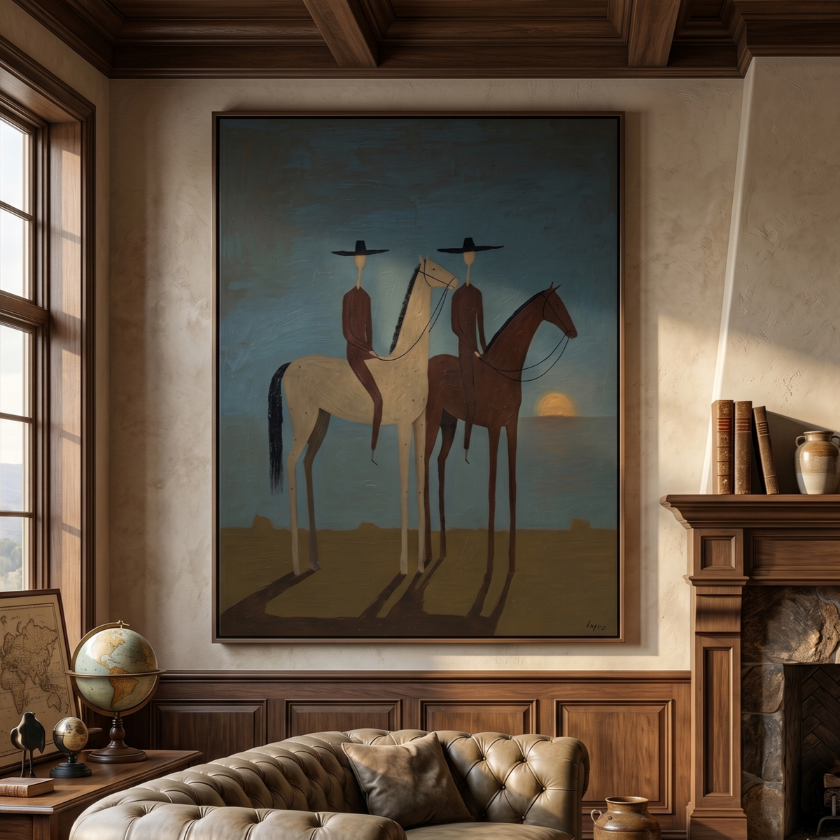 Sunset Riders Western Horse Oil Painting