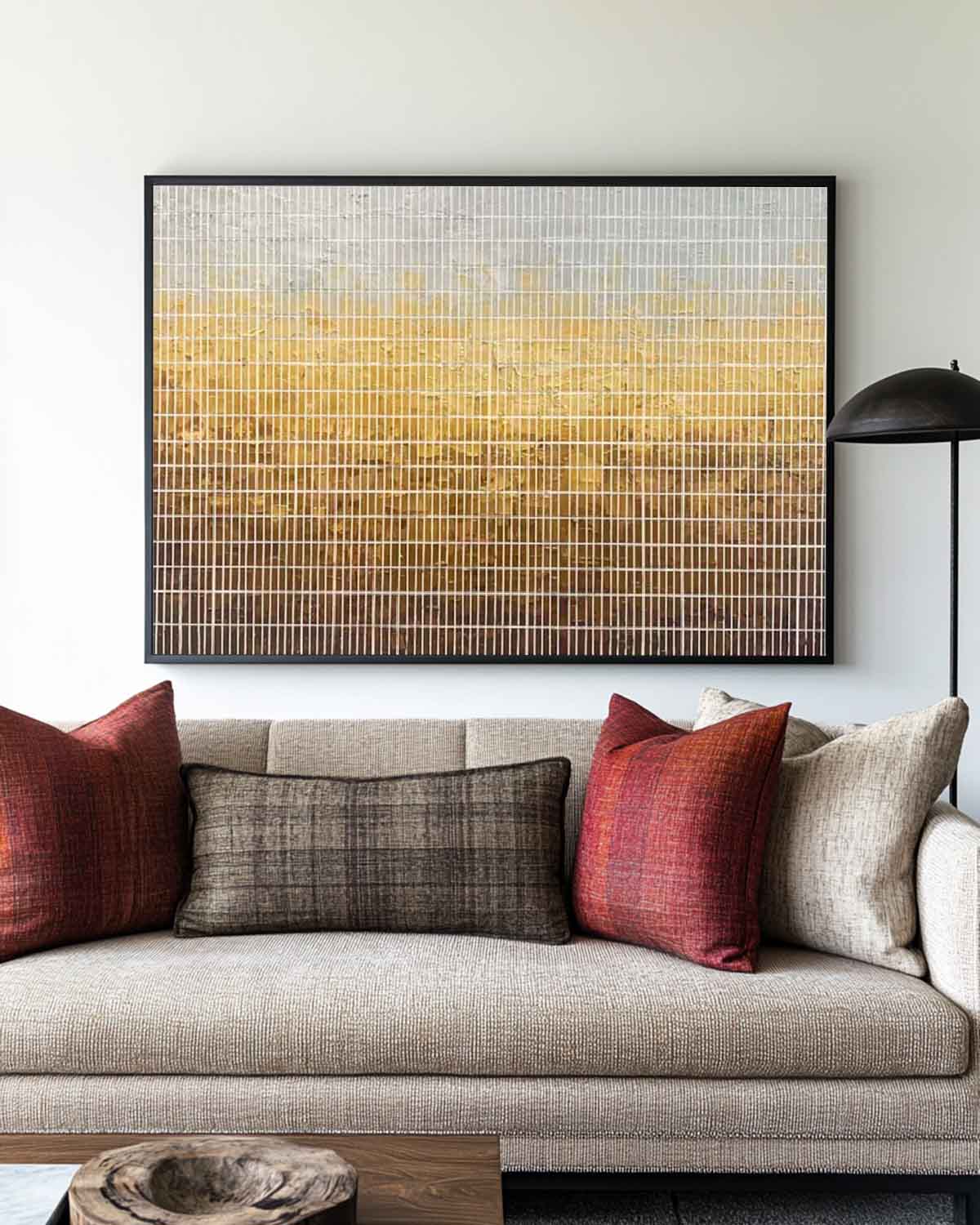 Abstract Warm Gold and Neutral Oil Painting