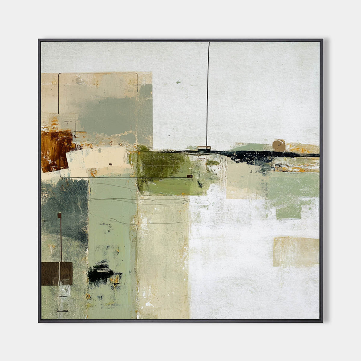 Neutral Geometric Abstract Oil Painting