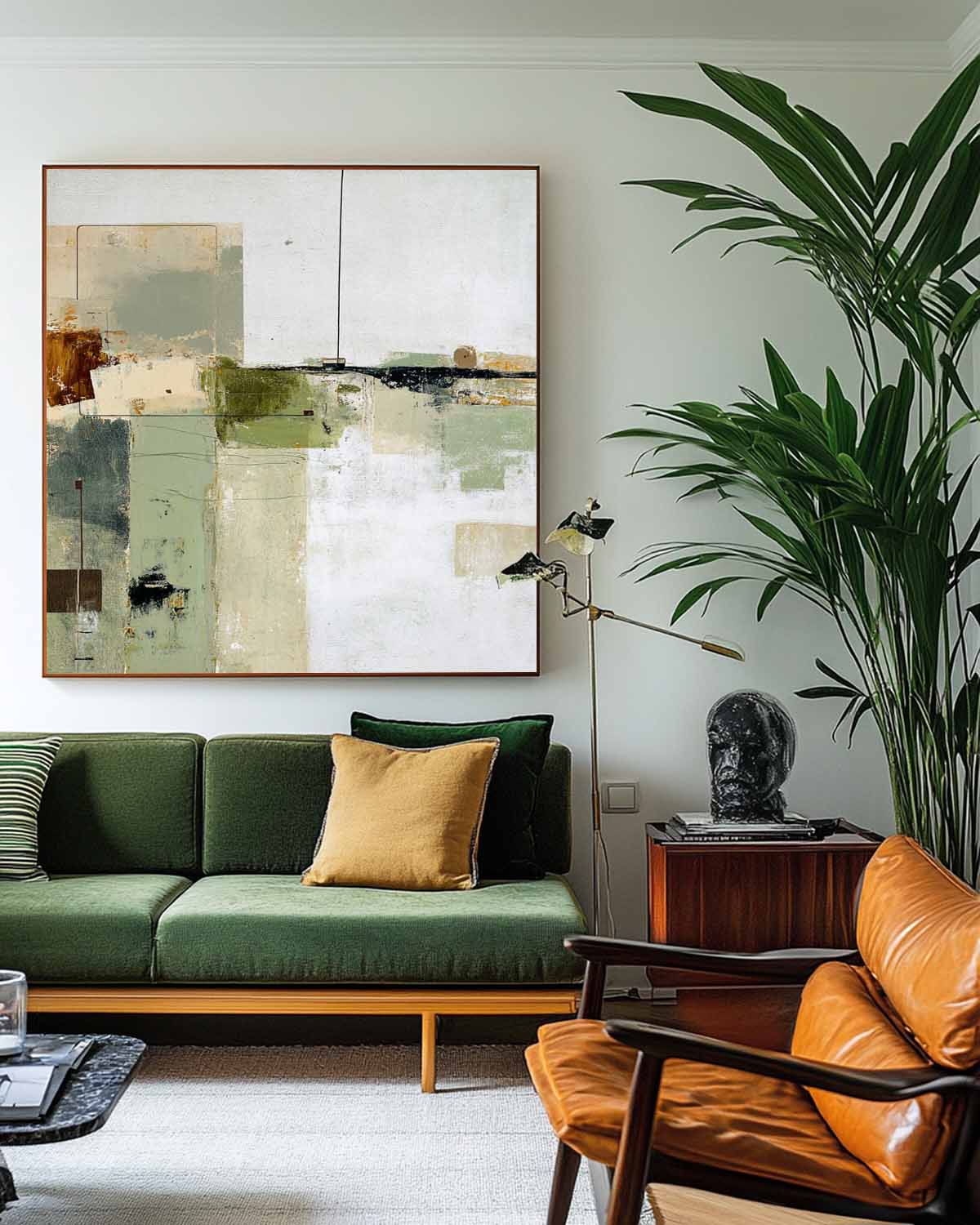 Neutral Geometric Abstract Oil Painting