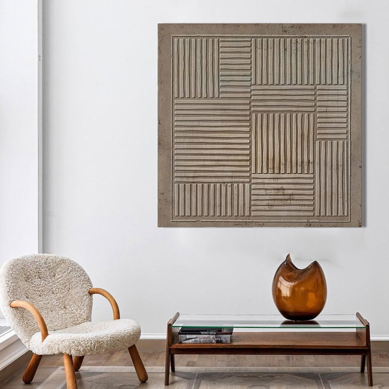 Earthy Textured Linear Pattern Diptych Wall Art Set