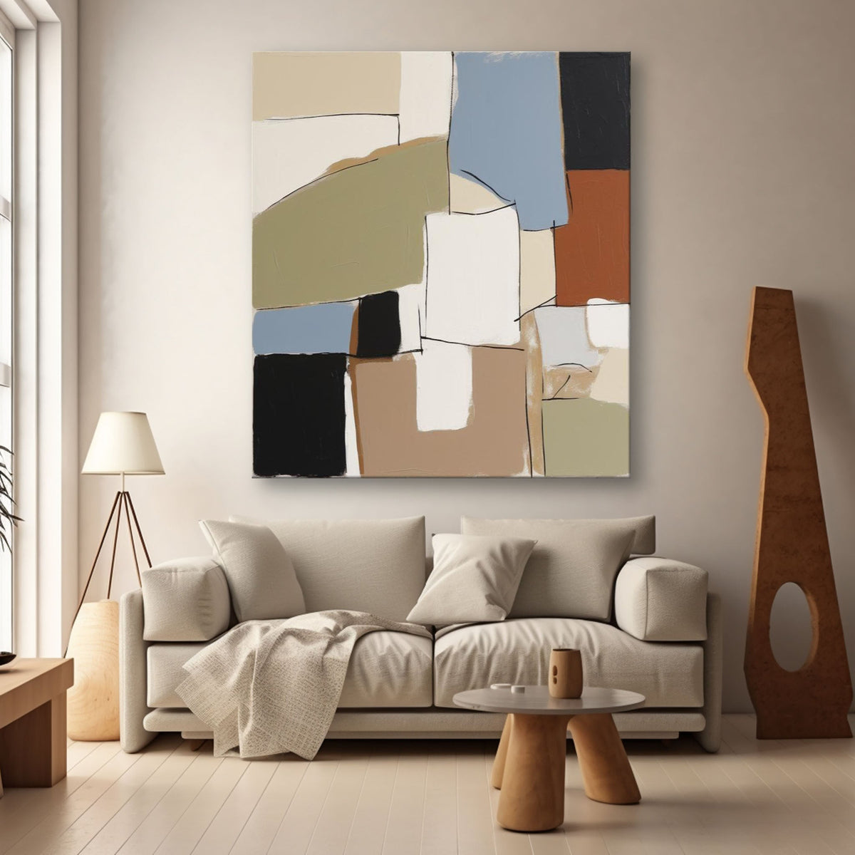 Wall Art Abstract Geometric Serene Painterly