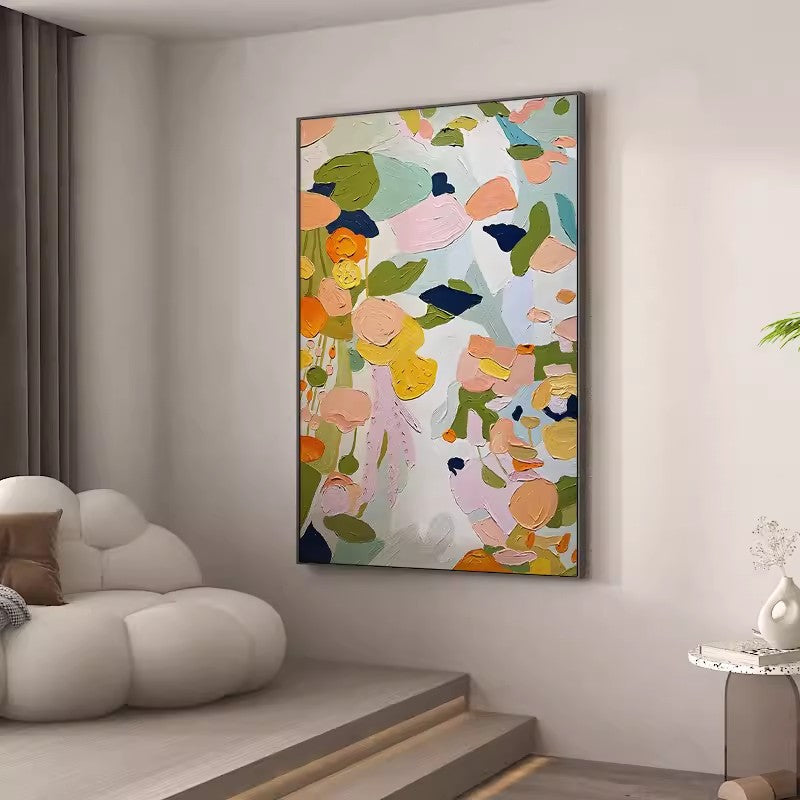 Textured Floral Impasto Painting Vibrant Pastels