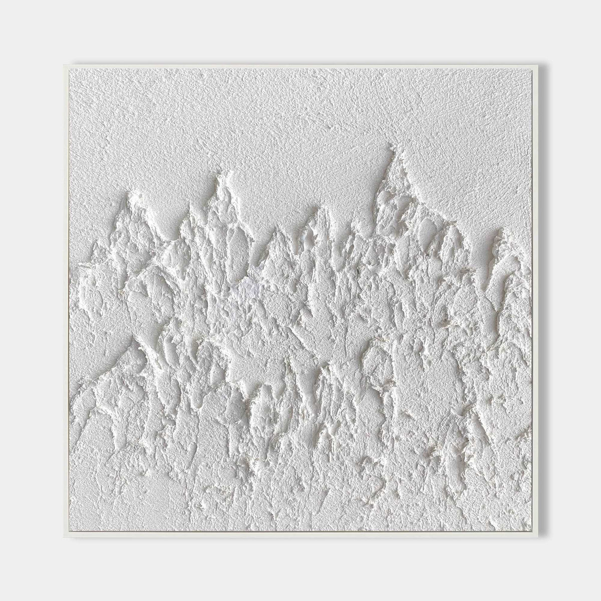 White Textured Mountain Abstract Oil Painting