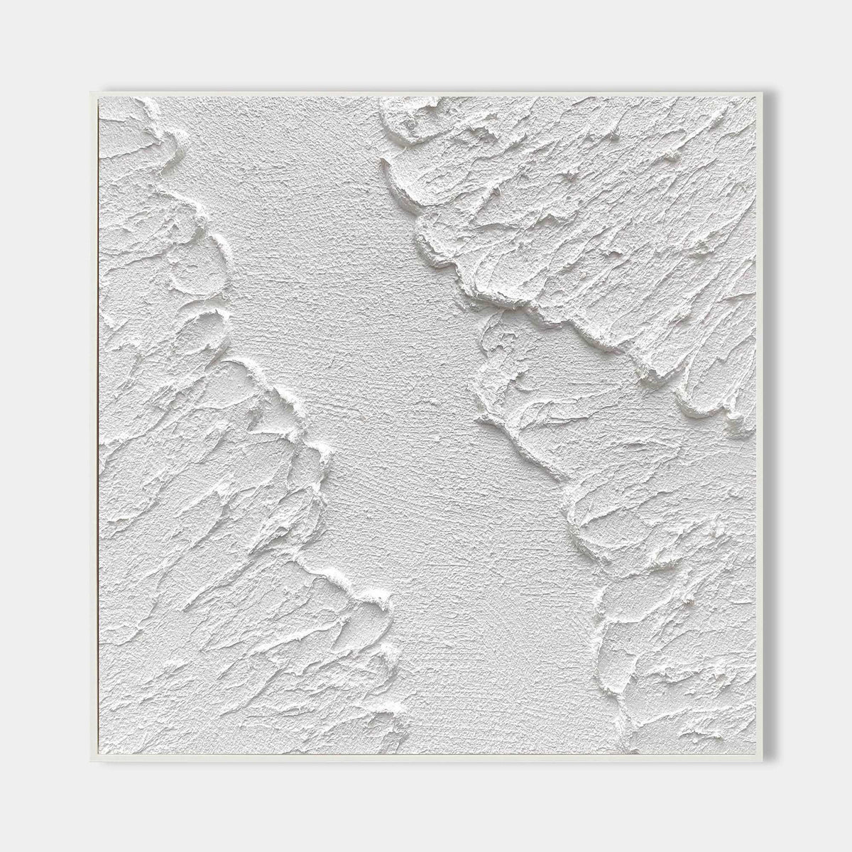 White Textured Canyon Abstract Oil Painting