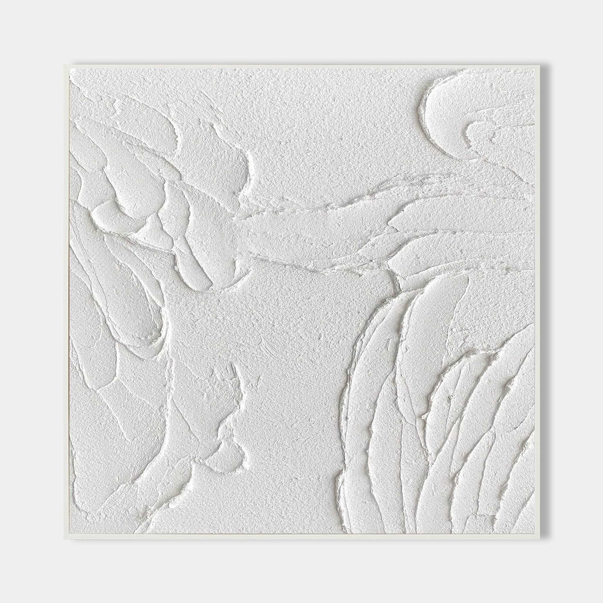 3D Textured White Relief Organic Abstract Oil Acrylic Linen Canvas Painting
