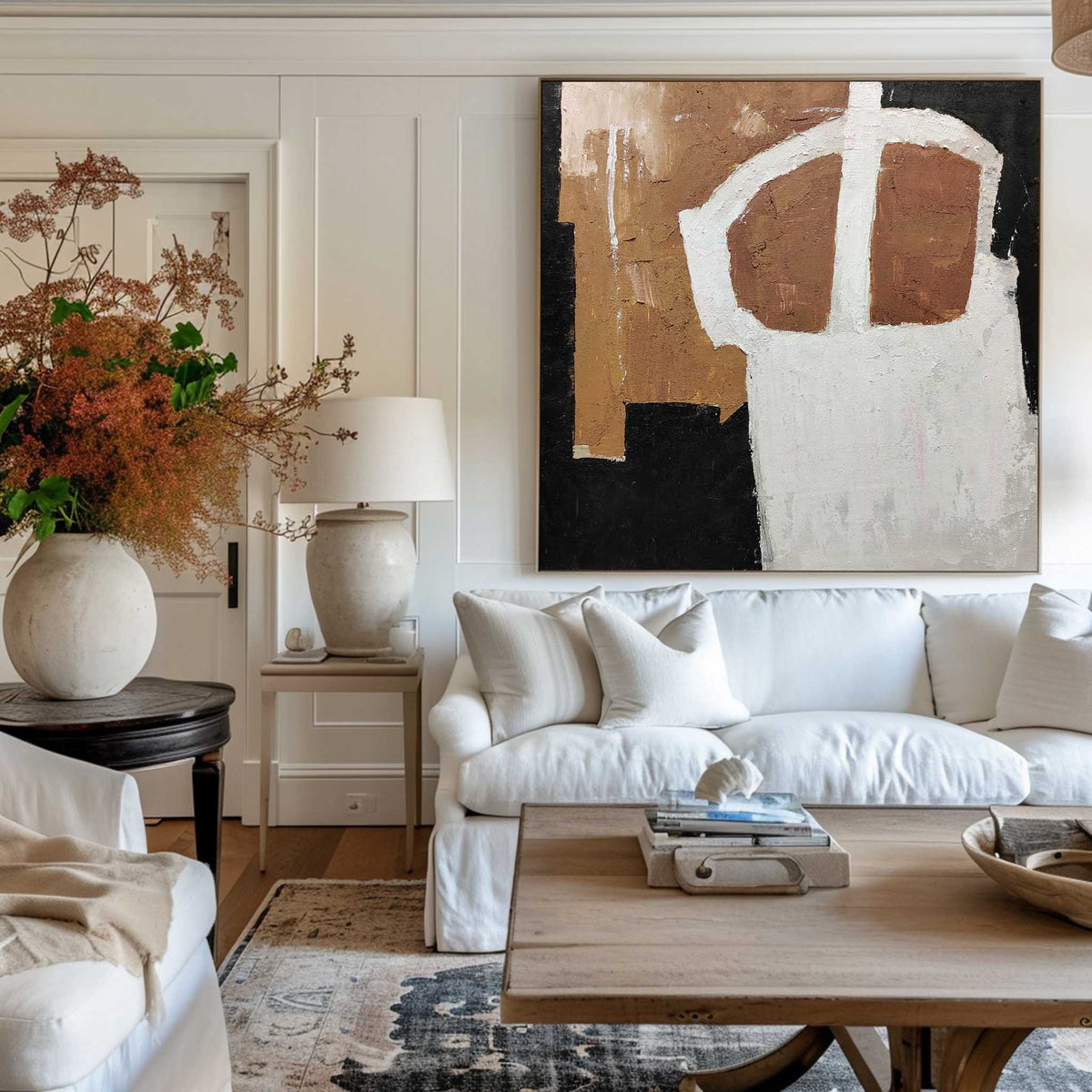Wabi-Sabi Neutral Abstract Oil Painting Square