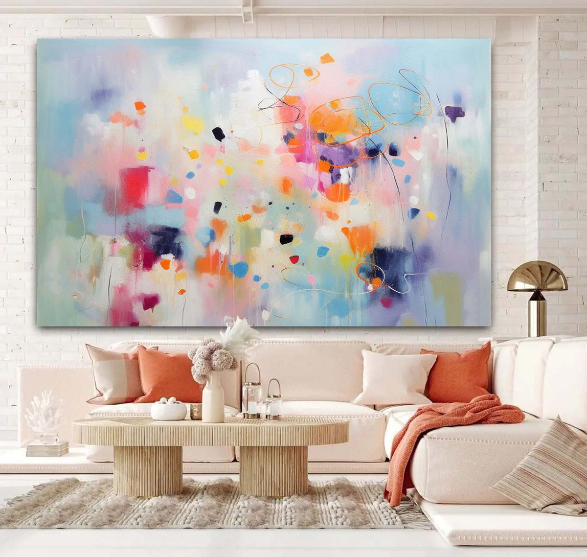 Pastel Abstract Colorful Canvas Wall Art