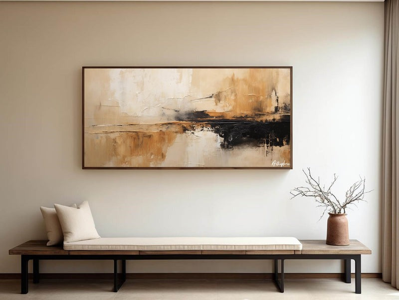 Earthy Abstract Landscape Reflection Painting