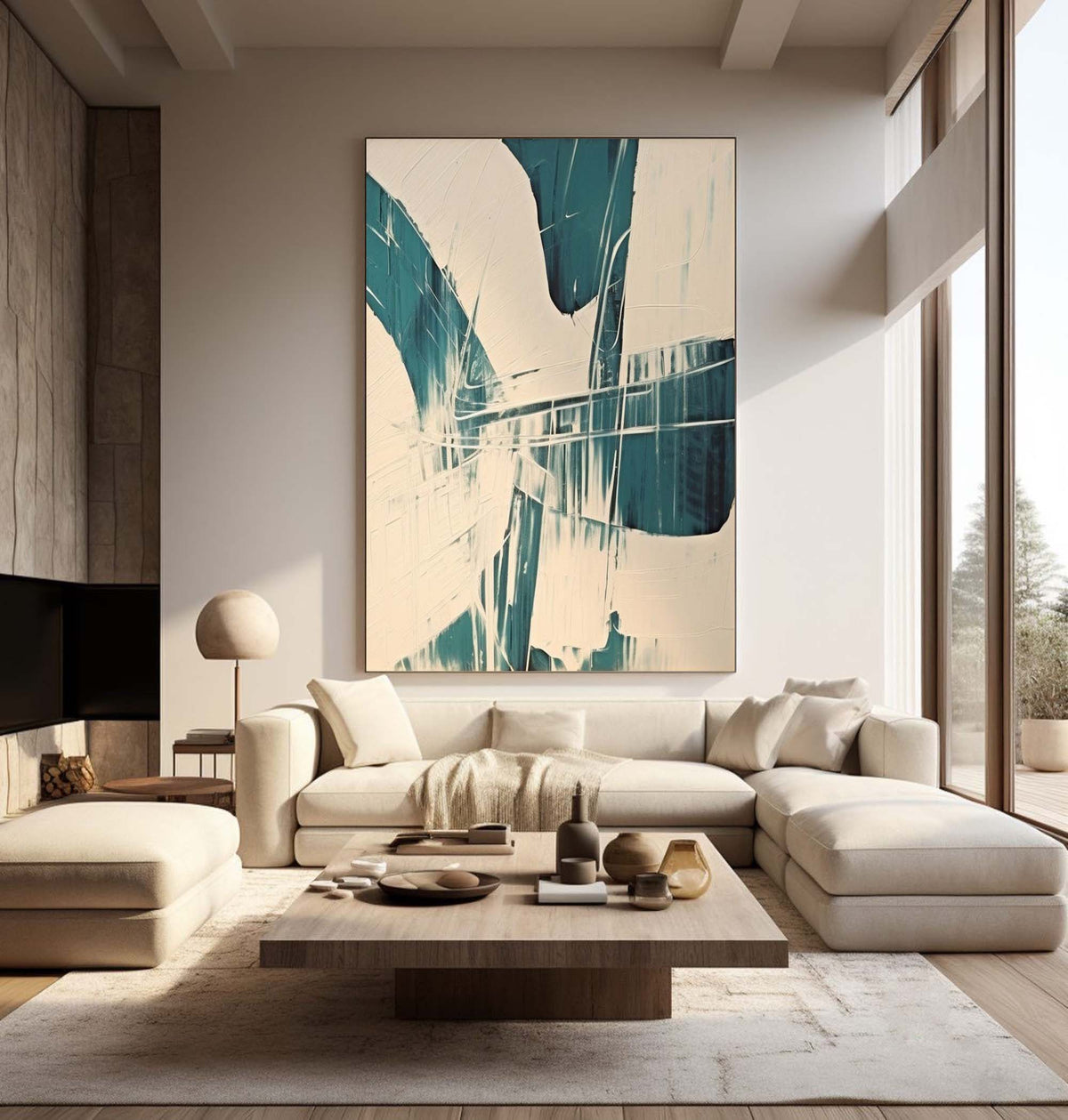 Wall Art Teal Abstract Swirl Palette Knife