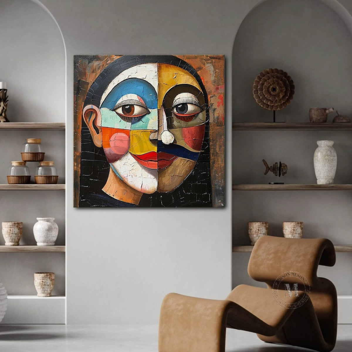 Wall Art Square Cubist Portrait Geometric