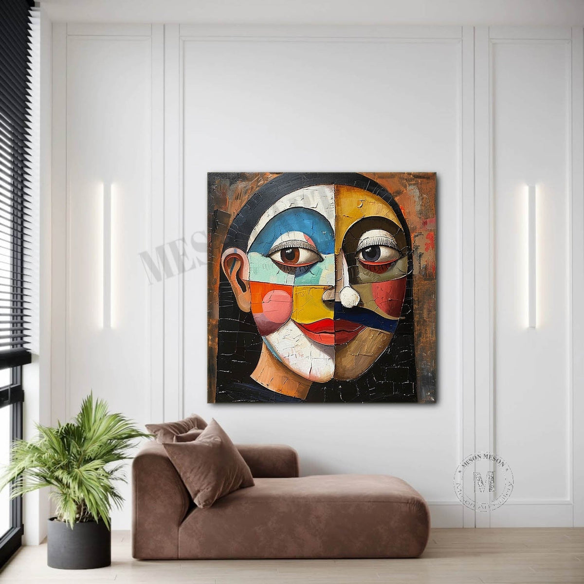 Wall Art Square Cubist Portrait Geometric