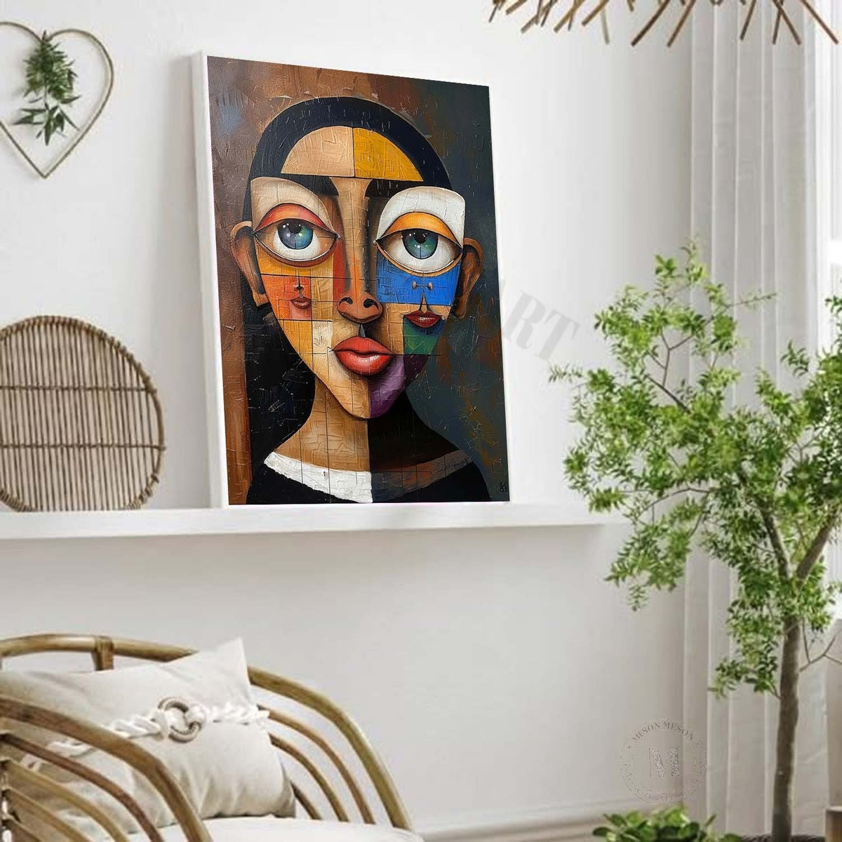 Wall Art Vertical Cubist Portrait Geometric