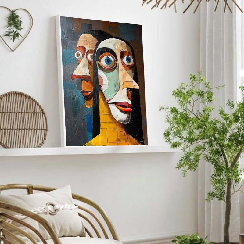 Wall Art Vertical Cubist Double Portrait
